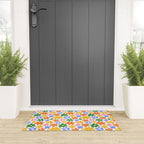 Colorful retro flower art pattern Welcome Mat Gallery Image 3