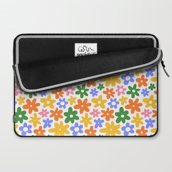 Colorful retro flower art pattern Laptop Sleeve Gallery Image 2