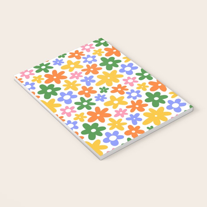 Colorful retro flower art pattern Notebook Gallery Image 3