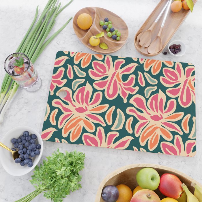 Abstract vintage flower art pattern Cutting Board Gallery Image 2