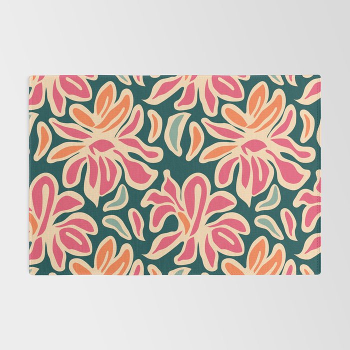 Abstract vintage flower art pattern Rug Gallery Image 2