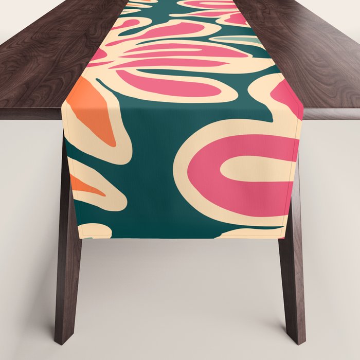 Abstract vintage flower art pattern Table Runner Gallery Image 1