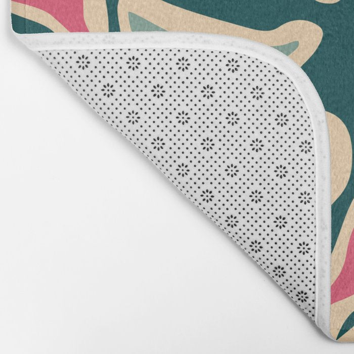 Abstract vintage flower art pattern Bath Mat Gallery Image 2