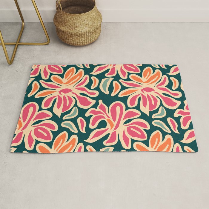 Abstract vintage flower art pattern Rug Gallery Image 1