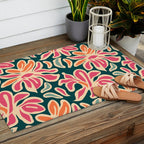 Abstract vintage flower art pattern Outdoor Rug Gallery Image 2
