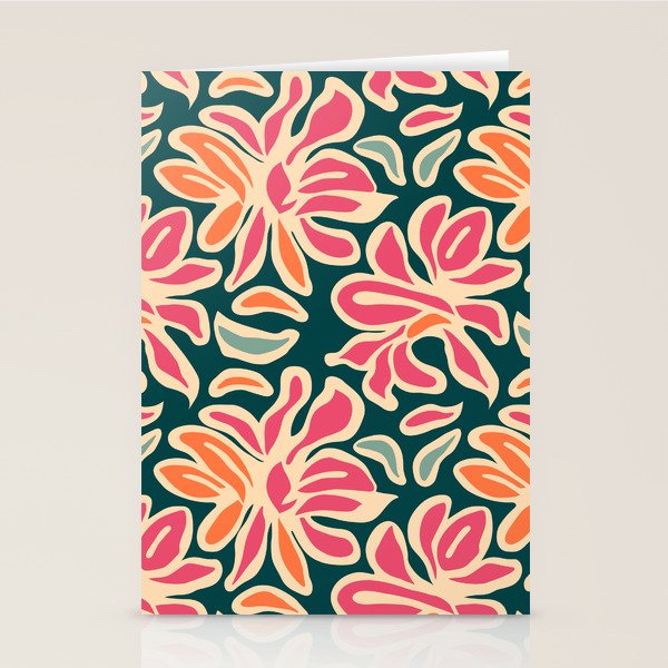 Abstract Vintage Flower Art Pattern Stationery Card