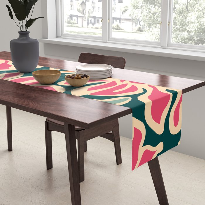Abstract vintage flower art pattern Table Runner Gallery Image 2