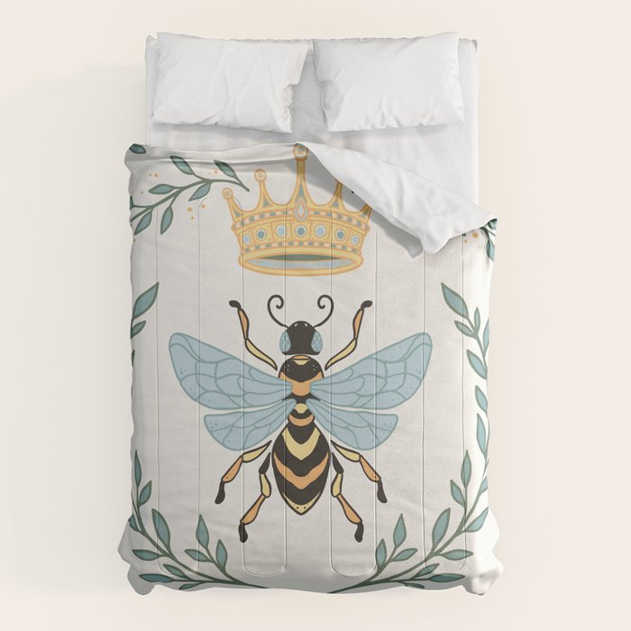 Queen Bee with Gold Crown and Laurel Frame Comforter Gallery Image 6