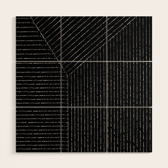 Lines (Black) Wood Wall Art Gallery Image 1