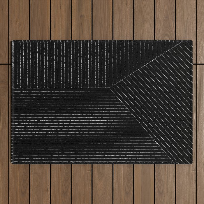 Lines (Black) Outdoor Rug Gallery Image 1