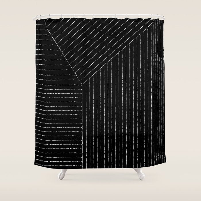 Lines (Black) Shower Curtain Gallery Image 1