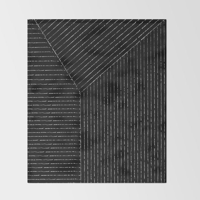 Lines (Black) Throw Blanket Gallery Image 2