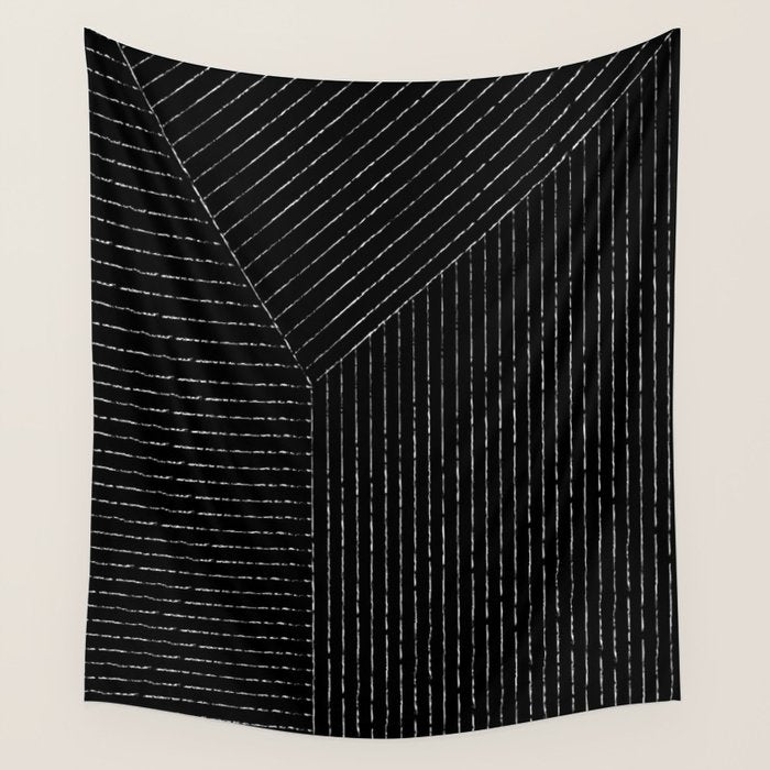 Lines (Black) Wall Tapestry Gallery Image 1