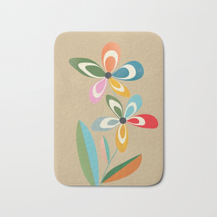 Mid-Century Abstract Flowers 04 Bath Mat Gallery Image 1