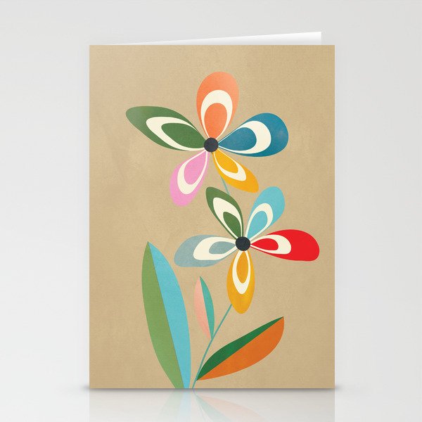 Mid-Century Abstract Flowers 04 Stationery Card Gallery Image 2