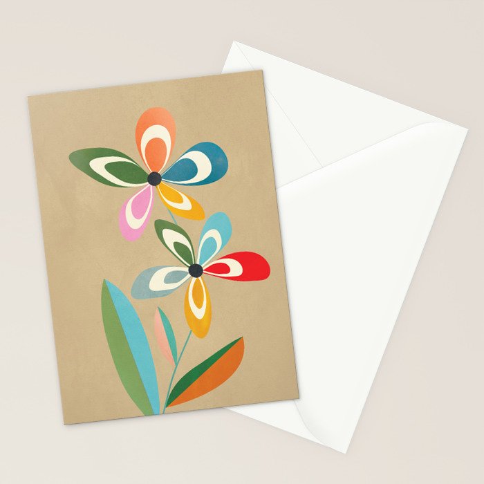 Mid-Century Abstract Flowers 04 Stationery Card Gallery Image 2