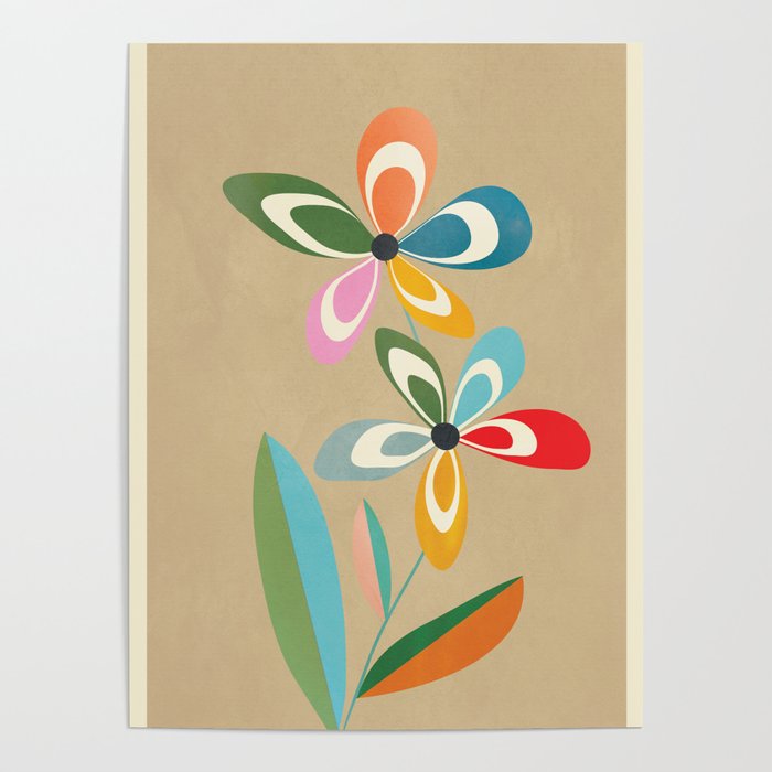 Mid-Century Abstract Flowers 04 Poster Gallery Image 4