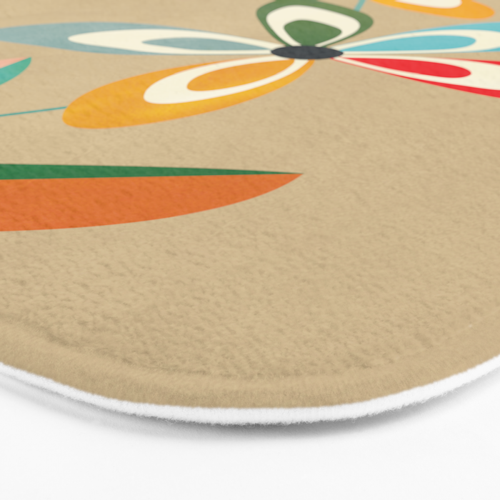 Mid-Century Abstract Flowers 04 Bath Mat Gallery Image 3