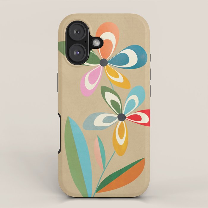 Mid-Century Abstract Flowers 04 iPhone Case Gallery Image 1