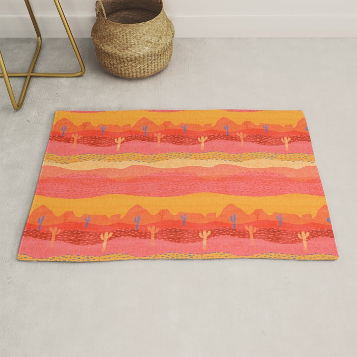 Vintage Western Desert Landscape in Warm Sunrise Rug Gallery Image 1
