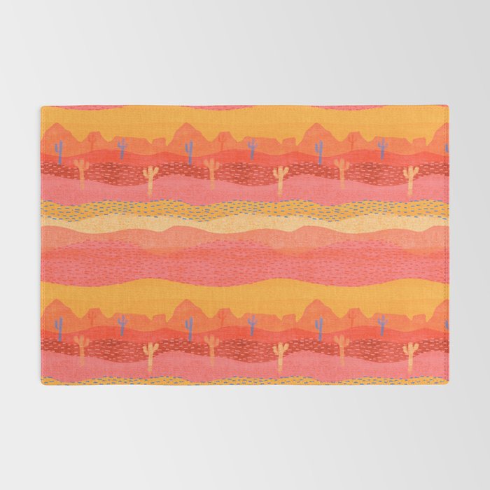 Vintage Western Desert Landscape in Warm Sunrise Rug Gallery Image 2