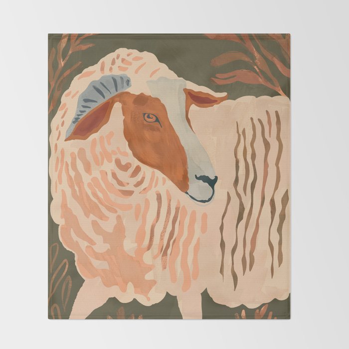 Abstract Rustic Ram 3 Throw Blanket Gallery Image 2