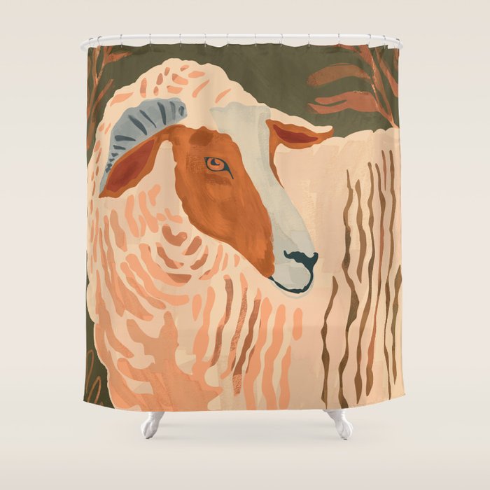 Abstract Rustic Ram 3 Shower Curtain Gallery Image 1