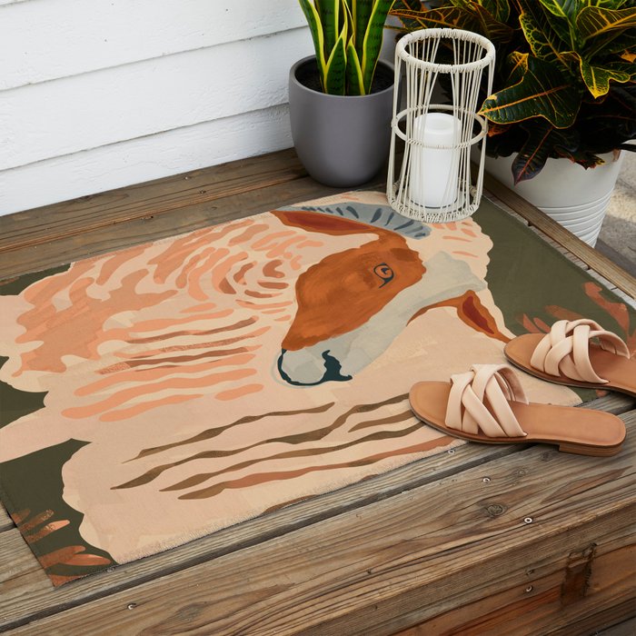 Abstract Rustic Ram 3 Outdoor Rug Gallery Image 2