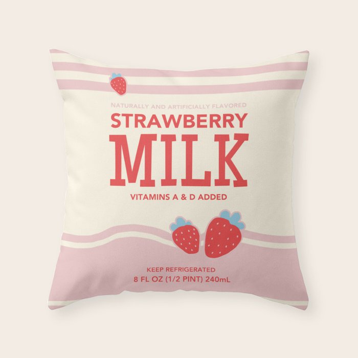 strawberry milk carton  Throw Pillow Gallery Image 6