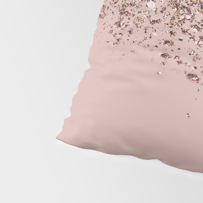 Blush Pink Rose Gold Bronze Cascading Glitter Pillow Sham Gallery Image 4