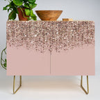 Blush Pink Rose Gold Bronze Cascading Glitter Credenza Gallery Image 1