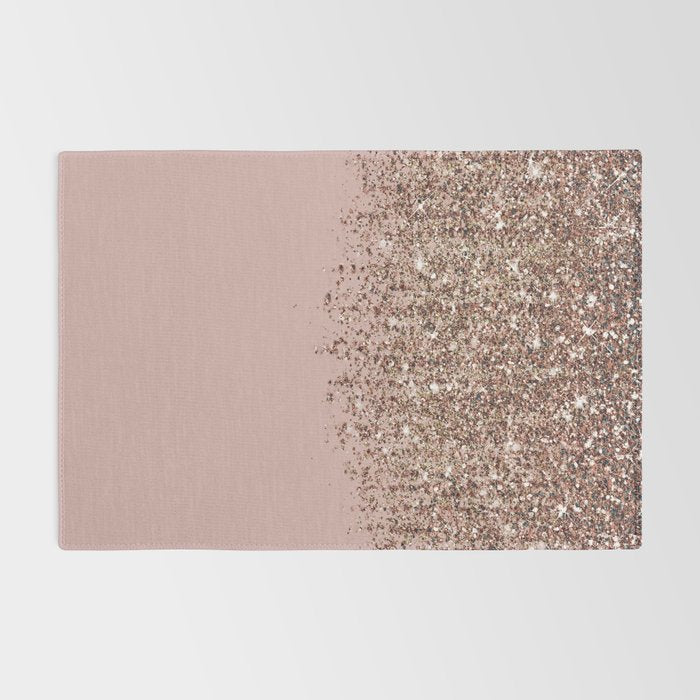 Blush Pink Rose Gold Bronze Cascading Glitter Rug Gallery Image 2