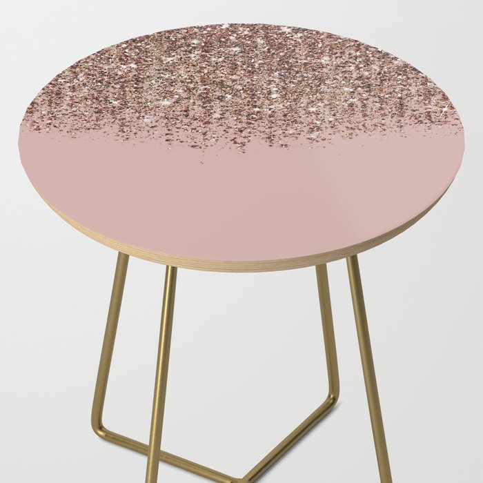 Blush Pink Rose Gold Bronze Cascading Glitter Side Table Gallery Image 2