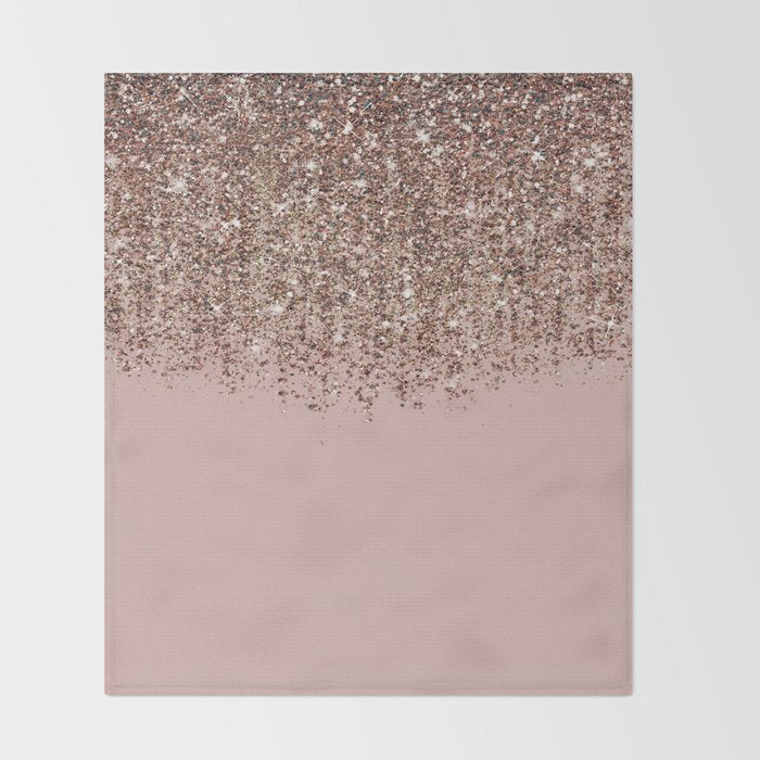 Blush Pink Rose Gold Bronze Cascading Glitter Throw Blanket Gallery Image 2