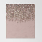 Blush Pink Rose Gold Bronze Cascading Glitter Throw Blanket Gallery Image 2
