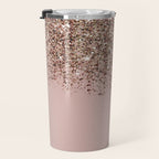 Blush Pink Rose Gold Bronze Cascading Glitter Travel Mug Gallery Image 3