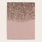 Blush Pink Rose Gold Bronze Cascading Glitter Poster Gallery Image 4
