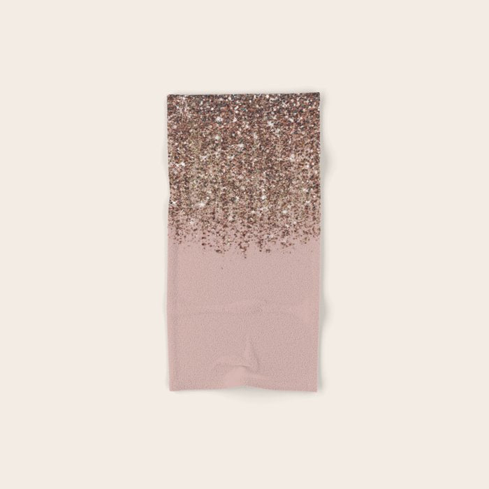 Blush Pink Rose Gold Bronze Cascading Glitter Bath Towel Gallery Image 1