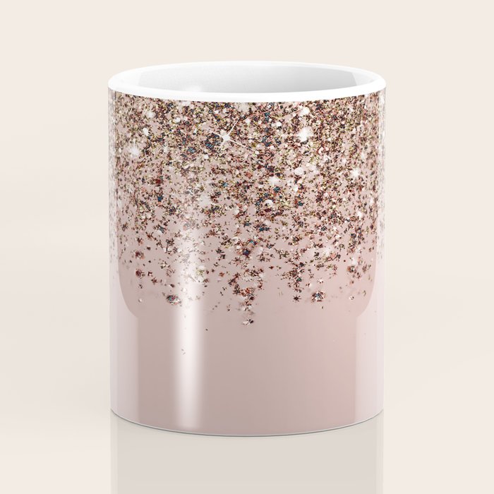 Blush Pink Rose Gold Bronze Cascading Glitter Coffee Mug Gallery Image 4