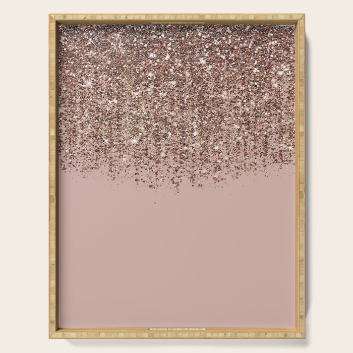 Blush Pink Rose Gold Bronze Cascading Glitter Serving Tray Gallery Image 1