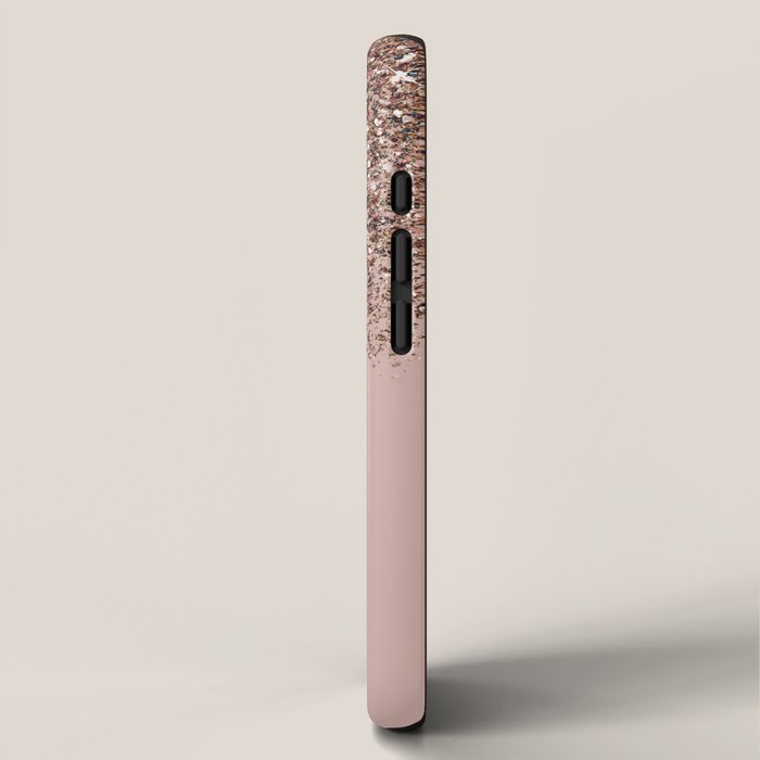 Blush Pink Rose Gold Bronze Cascading Glitter iPhone Case Gallery Image 2