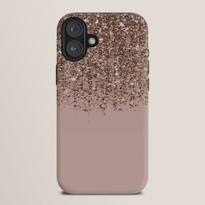 Blush Pink Rose Gold Bronze Cascading Glitter iPhone Case Gallery Image 10