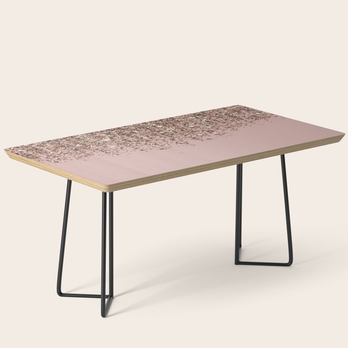 Blush Pink Rose Gold Bronze Cascading Glitter Coffee Table Gallery Image 1