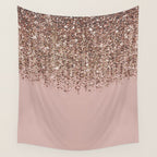 Blush Pink Rose Gold Bronze Cascading Glitter Wall Tapestry Gallery Image 4