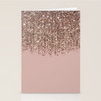 Blush Pink Rose Gold Bronze Cascading Glitter Stationery Card Gallery Image 2