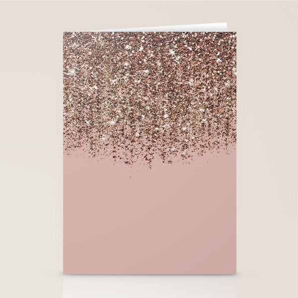 Blush Pink Rose Gold Bronze Cascading Glitter Stationery Card Gallery Image 2