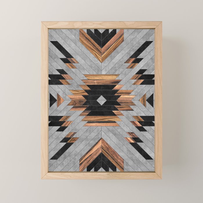 Urban Tribal Pattern No.6 - Aztec - Concrete and Wood Mini Art Print Gallery Image 1