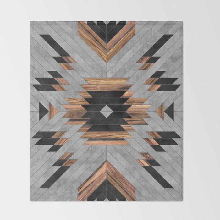 Urban Tribal Pattern No.6 - Aztec - Concrete and Wood Throw Blanket Gallery Image 2