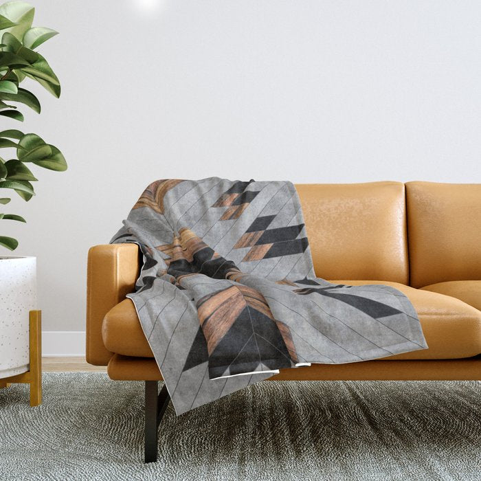 Urban Tribal Pattern No.6 - Aztec - Concrete and Wood Throw Blanket Gallery Image 1