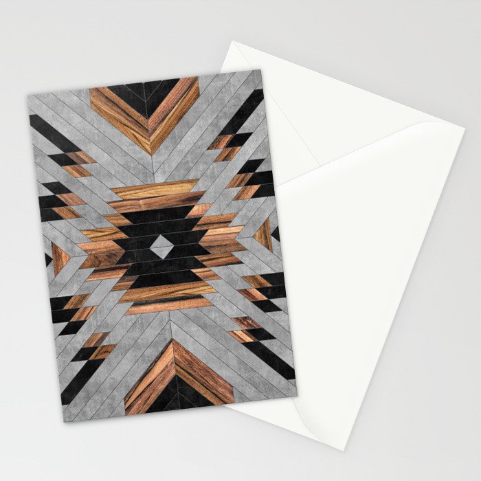 Urban Tribal Pattern No.6 - Aztec - Concrete and Wood Stationery Card Gallery Image 2